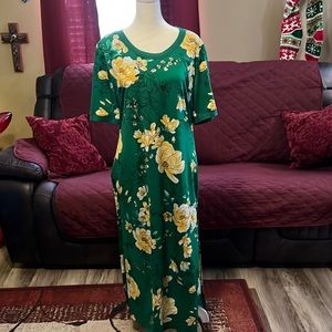Green floral maxi dress